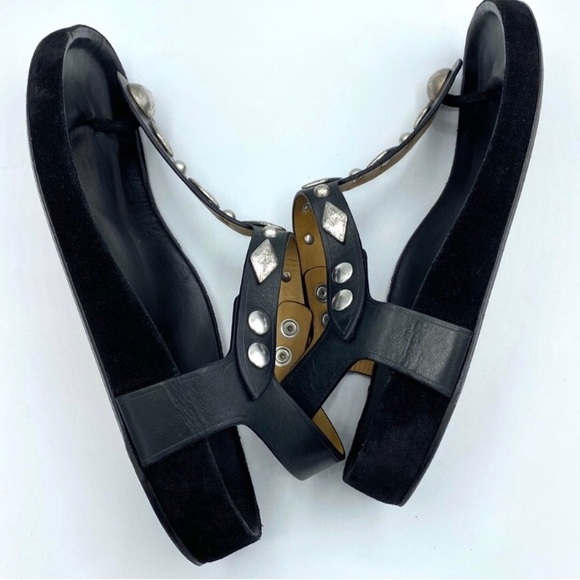 ISABEL MARANT ENAVY LEATHER STUD GLADIATOR SANDALS - Picture 10 of 14